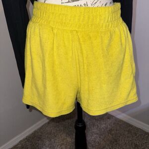 OFFLINE by Aerie Yellow Terry Sweat Shorts Women's Size S Elastic Waist